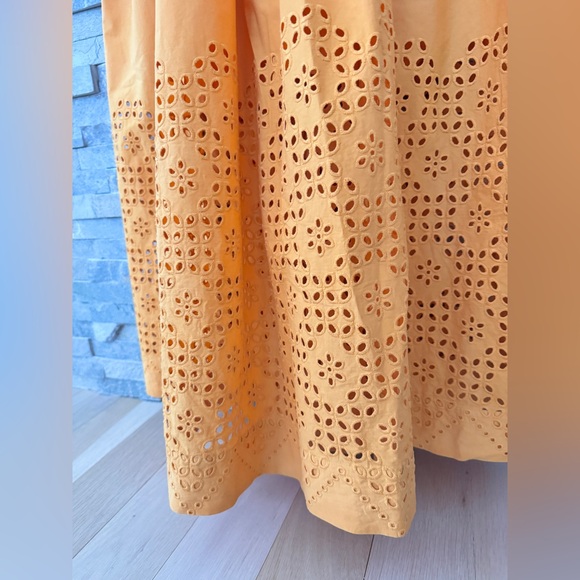 Elie Tahari Yellow Eyelet Square Neck Maxi Dress 4 - Picture 10 of 14